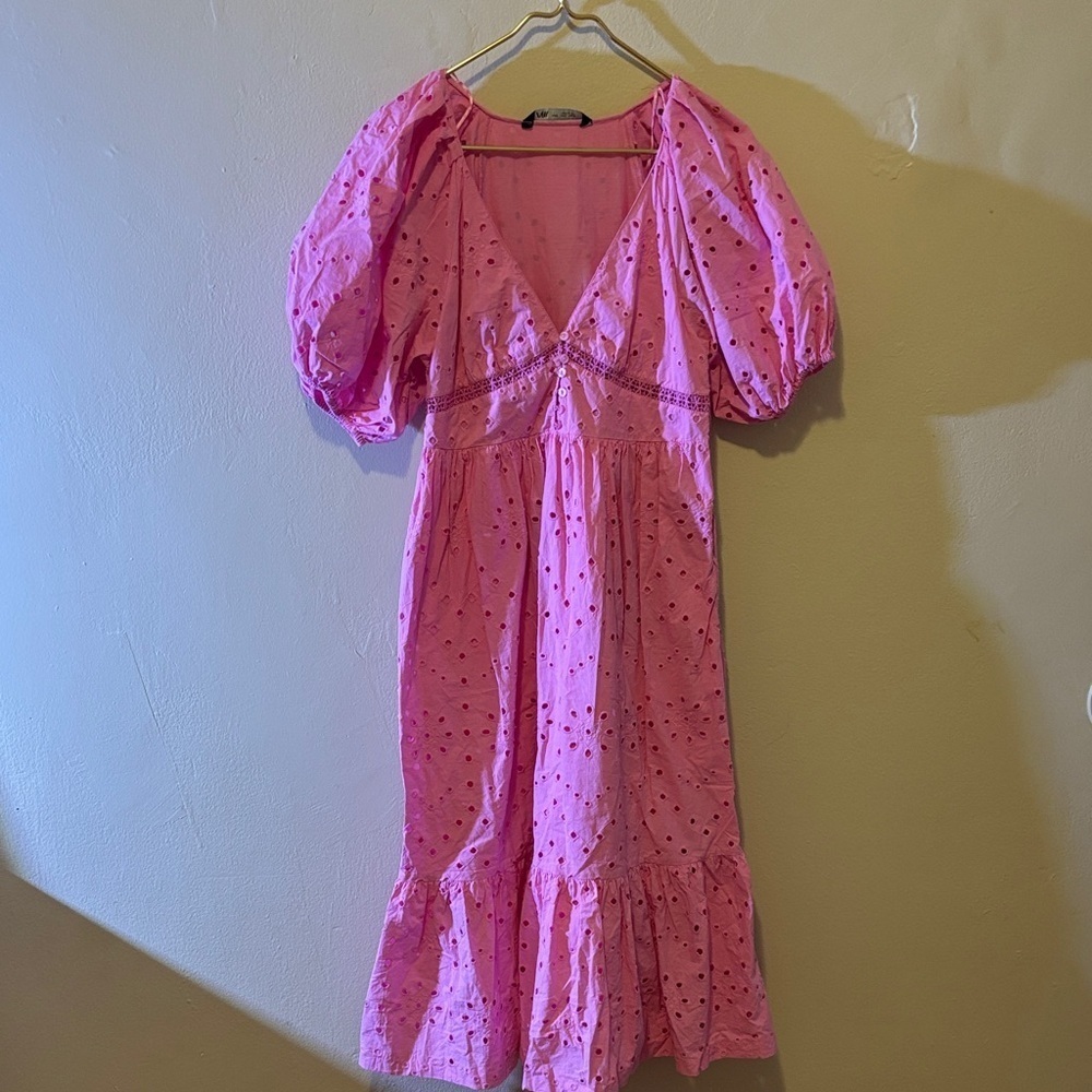 Zara Pink Puff Sleeve Dress